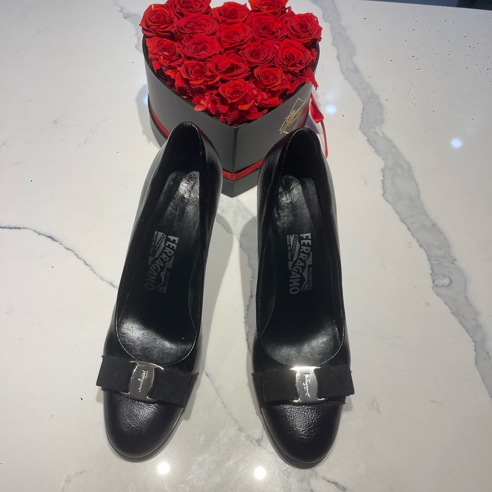 Salvatore Ferragamo Black Leather Heels